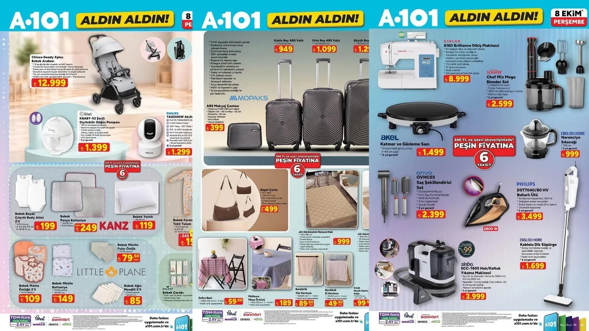 A101 AKTÜEL 8 EKİM KATALOĞU: A101 aktüel indirimlerinde: Bebek arabası, akıllı kamera, buharlı ütü... ve Merak
