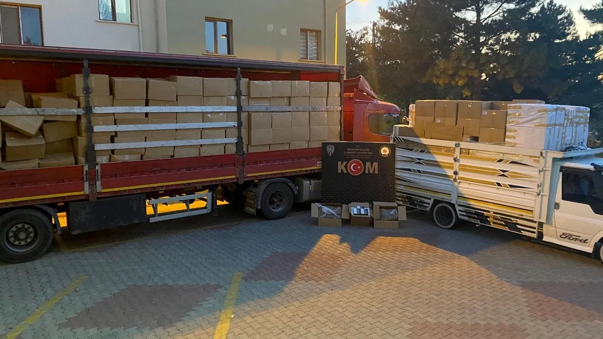 Nevşehir’de kaçakçılık operasyonu: 1 milyon 380 bin makaron ele geçirildi