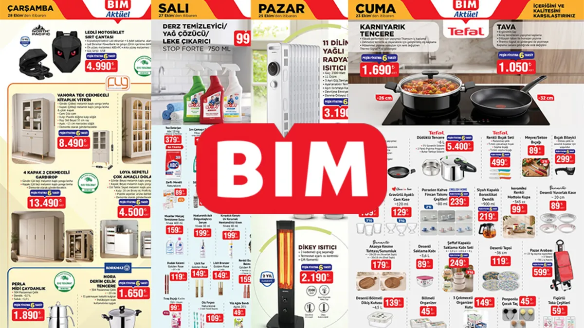 Kritik Açıklama: BİM aktüel 23-25-27-28 Ekim 2026 kataloğu: Düdüklü tencere, sahan... Bu hafta BİM'de neler va