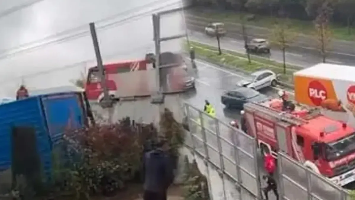Son Gelişme: SON DAKİKA! İstanbul'da feci kaza! Karşı şeride dalan kamyon 2 aracı biçip 5 metreden aşağı uçtu!
