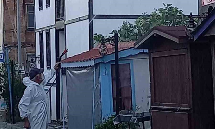 Akçakoca'da Muhtar Hasan Aydın, kahverengi kokarcaya karşı tulum giyip ilaçlama yaptı: Gelişmeler Takip Ediliy