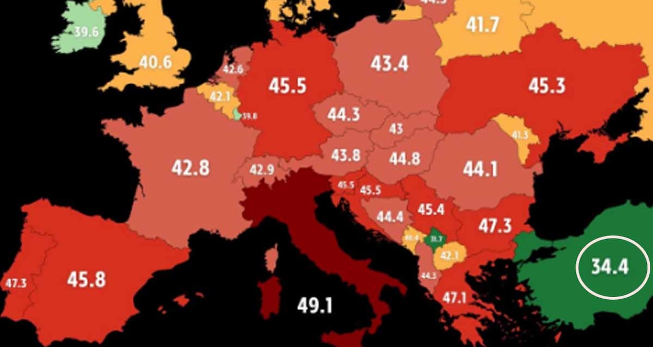 Gündemden Son Bilgiler: Avrupa'nın yeni bir haritası yayınlandı: Kırmızıların içinde Türkiye yemyeşil ve üzeri