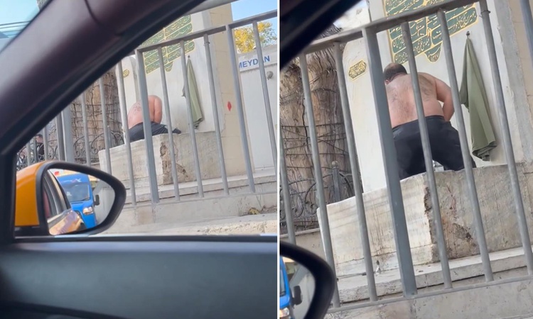 Ayrıntılar Netleşti: Bağdat Caddesi'nde ilginç görüntü! Gündüz vakti çeşmede duş aldı ve Merak Edilenler