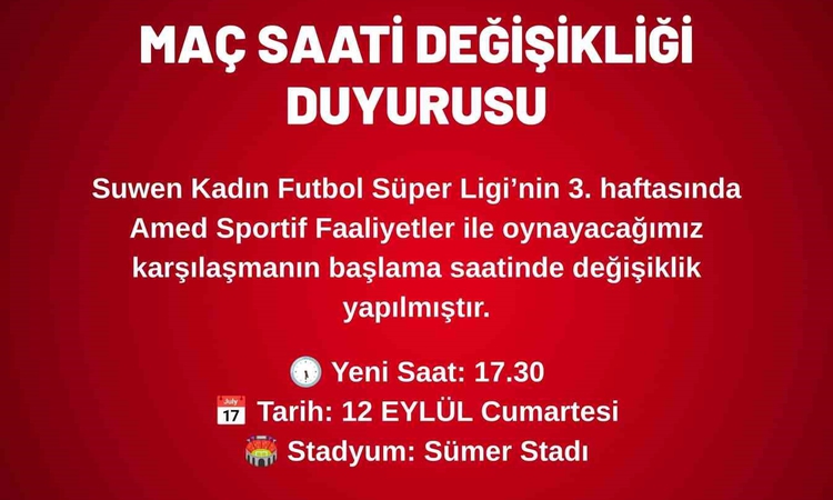 Ayrıntılar Netleşti: Kayseri Kadın FK’nın Amed’i konuk edeceği maçın saati değişti - Son Dakika Bilgileri