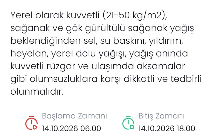 Ayrıntılar Netleşti: Meteoroloji, Denizli'de 14 Ekim'de kuvvetli sağanak ve sel riskine karşı uyardı
