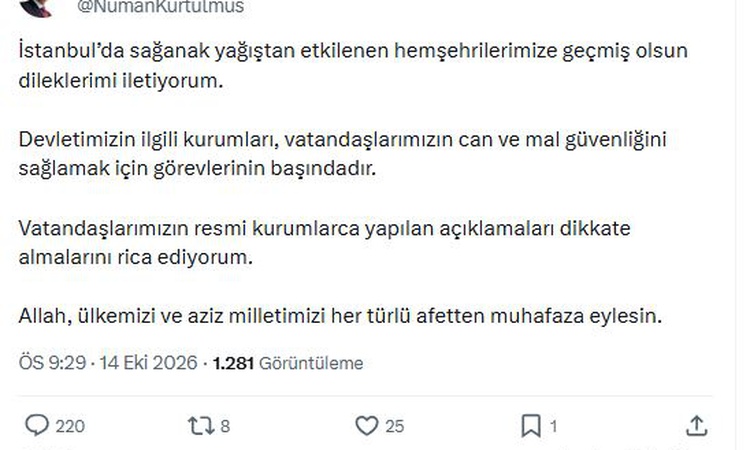 Ayrıntılar Netleşti: TBMM Başkanı Kurtulmuş, İstanbul'da sağanaktan etkilenenlere geçmiş olsun diledi: Gelişme