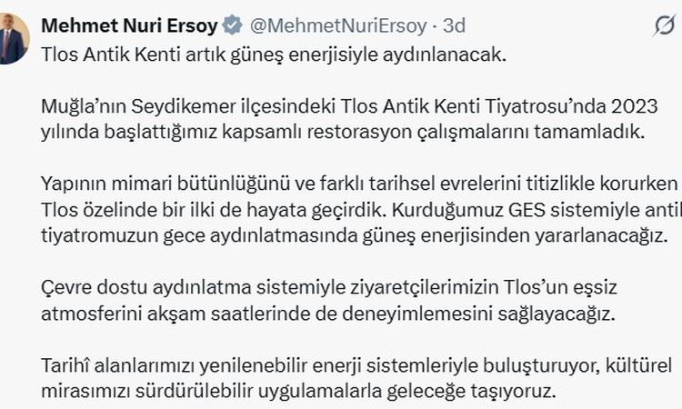 Ayrıntılar Netleşti: Tlos Antik Kenti güneş enerjisiyle aydınlanacak