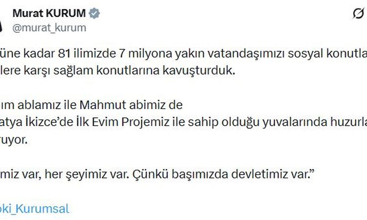 Son Gelişme: Bakan Kurum: Bugüne kadar 7 milyona yakın vatandaşımızı sosyal konutlarla kavuşturduk - Son Dakik