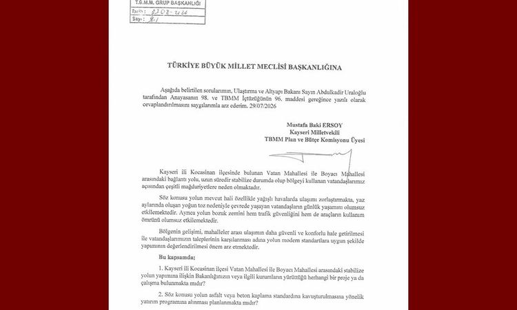 Ayrıntılar Netleşti: Baki Ersoy, Vatan Mahallesi-Boyacı Mahallesi Bağlantı Yolu’nu TBMM gündemine taşıdı - Son