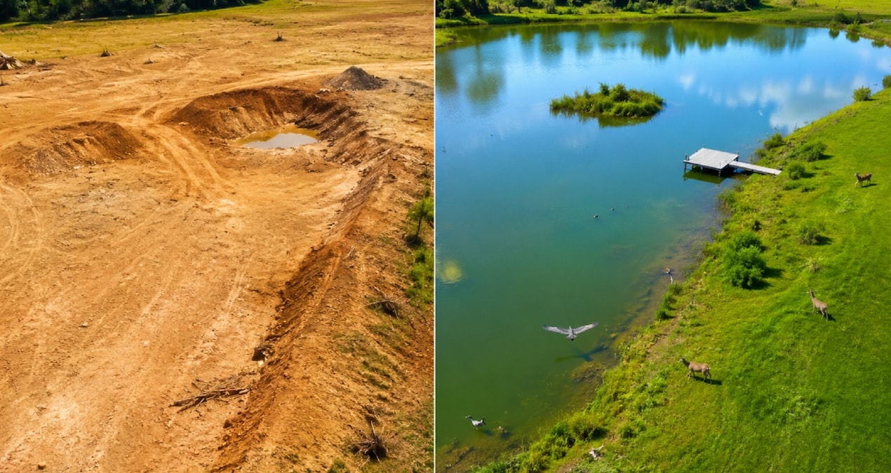 The pond they built to raise fish turned into a completely different story months later - News