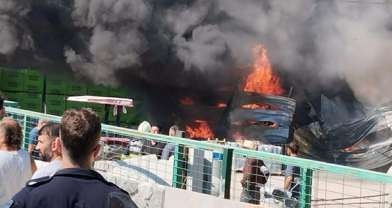Fire in the warehouse of the construction market in Bodrum; 1 injured - News