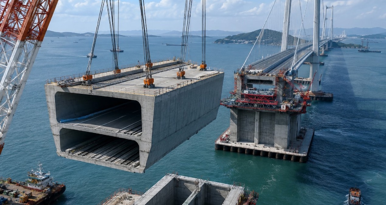 Gündemden Son Bilgiler: Dev beton bloklar tek tek suya indirildi: Alt katında hızlı tren, üst katında otoyol o