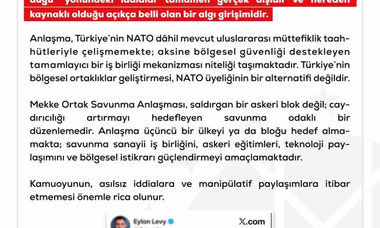 Kritik Açıklama: DMM: "Mekke Ortak Savunma Anlaşması’nın NATO’nun 5. maddesiyle çeliştiği iddiaları tamamen ge