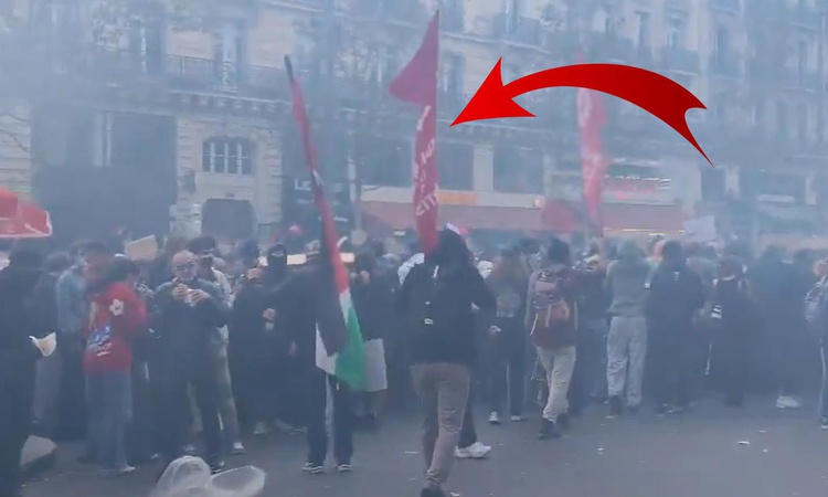 Fransa'daki protestolarda TİP bayrağı sürprizi