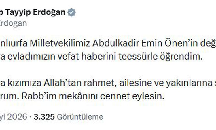 Gündemden Son Bilgiler: Cumhurbaşkanı Erdoğan'dan AK Partili Vekil Önen'in Kızı İçin Taziye Mesajı ve Merak Ed