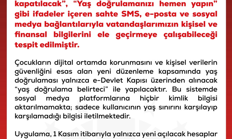 Gündemden Son Bilgiler: DMM, yaş doğrulamada sahte mesajlara karşı uyardı; doğrulama e-Devlet'ten yapılacak |