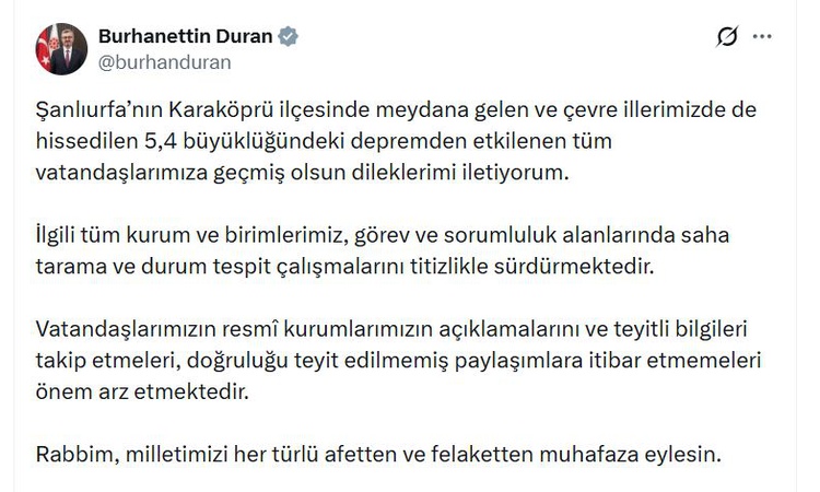 Gündemden Son Bilgiler: İletişim Başkanı, 5.4'lük depremde teyitsiz paylaşımlara itibar edilmemesini istedi ve