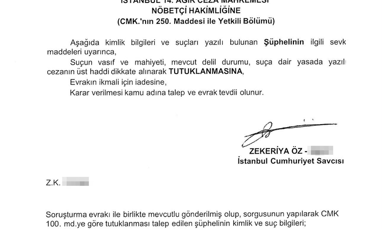 Gündemden Son Bilgiler: Kaşif Kozinoğlu'nun 2011 tutuklama sevk yazısı gözler önüne serildi, imzayı Zekeriya Ö