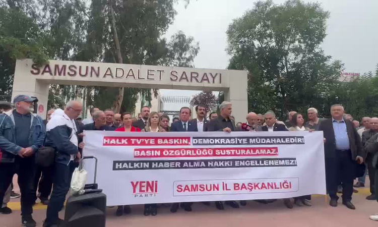 Gündemden Son Bilgiler: YENİ Parti Samsun, Halk TV'ye kayyım atanmasını Adalet Sarayı önünde protesto etti