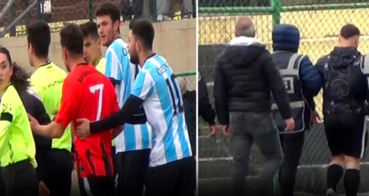 Kritik Açıklama: Hakemi yumruklayan futbolcu sahada yakalanarak gözaltına sevk edildi - Haberleri - Son Dakika