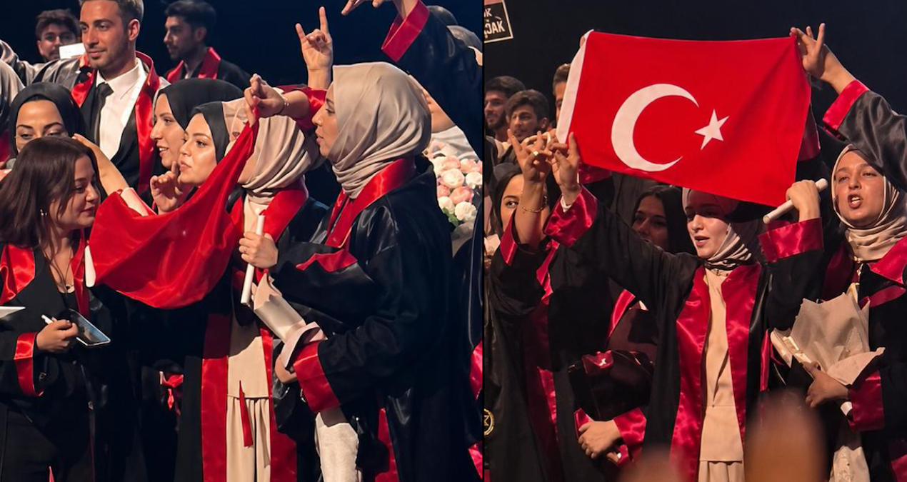Son Gelişme: Hukuk fakültesi mezuniyetinde Türk bayrağı açan kızları yuhaladılar! - Haberleri - Son Dakika Bil