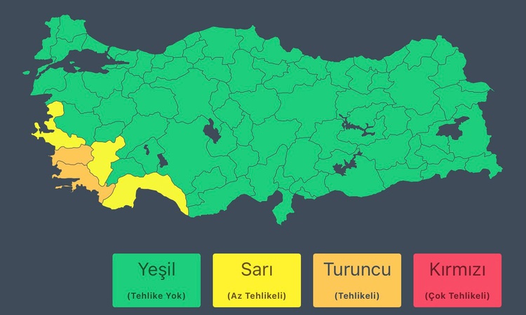İçişleri Bakanlığı, 26 Ekim 2026'da Aydın ve Muğla için sel uyarısında bulundu