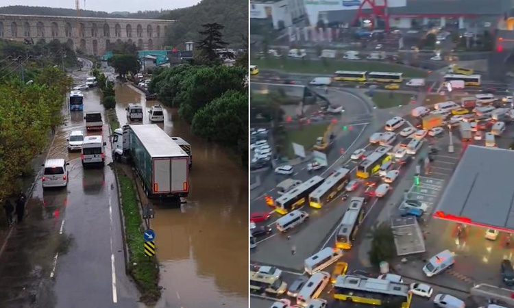 İstanbul'da araçlar suya gömüldü! Trafik kilitlendi - Son Dakika Bilgileri