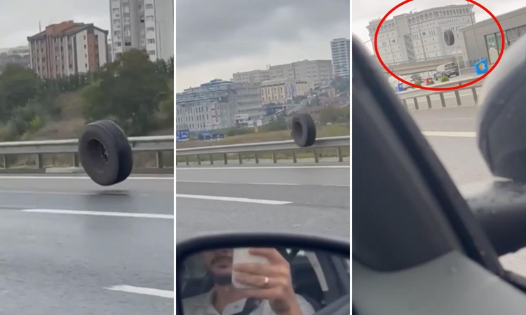 İstanbul’da otoyolda korku dolu anlar: Tırdan kopan dev lastik trafiğe savruldu: Gelişmeler Takip Ediliyor