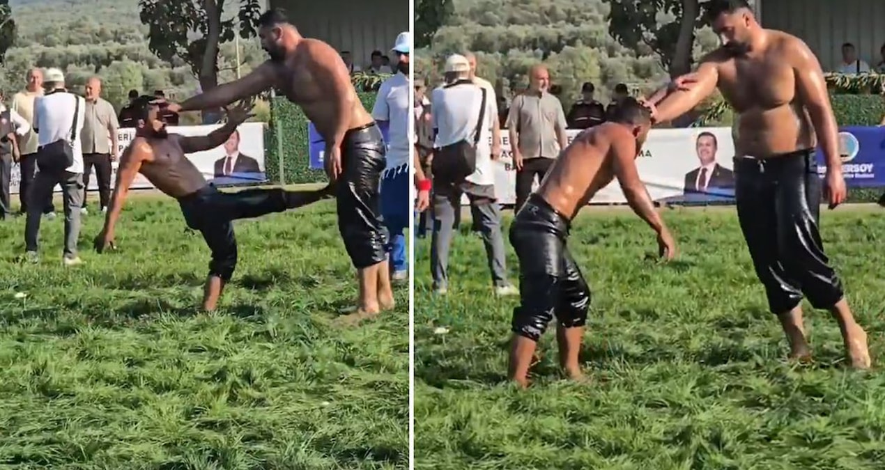 Son Gelişme: Kendisinden iki kat büyük güreşçiye kafa tuttu! Sosyal medyada yeniden gündem oldu - Son Dakika