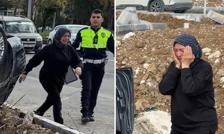 Kritik Açıklama: Takla atan otomobilin sürücüsü yaralandı! Kazayı duyan annesi koşarak olay yerine geldi