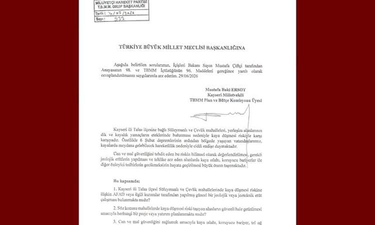 MHP's Ersoy brought the rockfall risk in 2 neighborhoods to the parliament - News