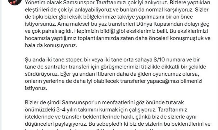 Samsunspor Başkanı: 3 Yılda İlk 5 Hedefliyoruz - Son Dakika Haberleri - Son Dakika Bilgileri