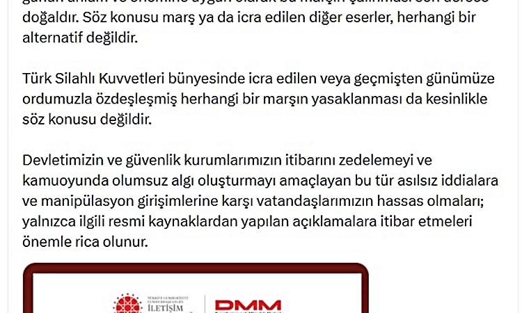 Sıcak Gündem: DMM, Harp Okulu marş iddiaları ve TSK'da marş yasağı iddialarını asılsız buldu - Son Dakika Bilg