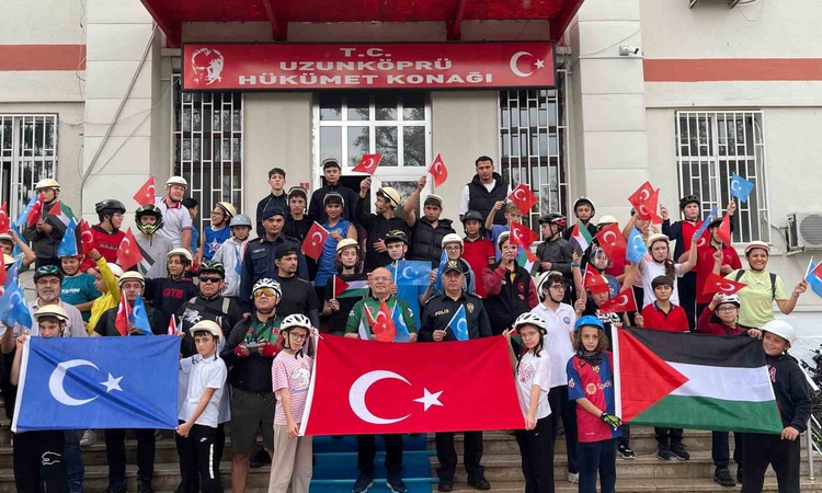 Sıcak Gündem: Uzunköprü'de Gazze ve Doğu Türkistan bisiklet turu Adalet Meydanı'nda sona erdi | İşte Tüm Ayrın