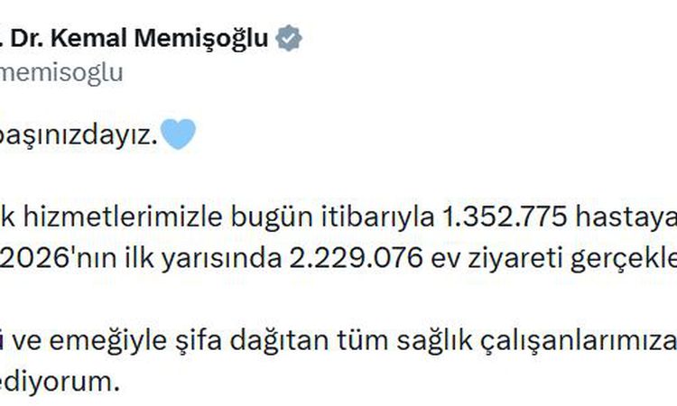 Son Gelişme: Bakan Memişoğlu: Evde sağlık hizmetlerimizle 1 milyon 352 bin 775 hastaya hizmet veriyoruz: Geliş