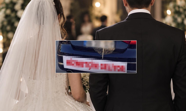 Son Gelişme: Gelin arabasına asılan yazıya bakın! Kayınpeder görüp damadı hastanelik etti