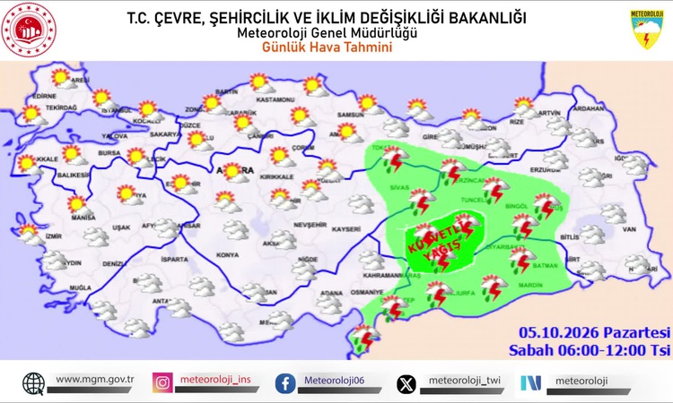 Son Gelişme: Meteoroloji, Malatya, Elazığ ve Adıyaman'da yerel kuvvetli yağışa karşı uyardı. - Son Dakika Bilg