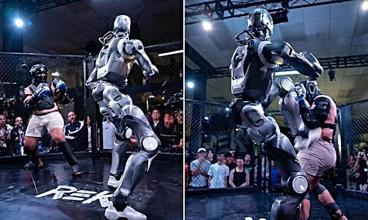 Son Gelişme: Terminatör dövüşü gerçek oldu: İnsansı robot ringe çıktı, insan rakibini yere serdi ve Merak Edil