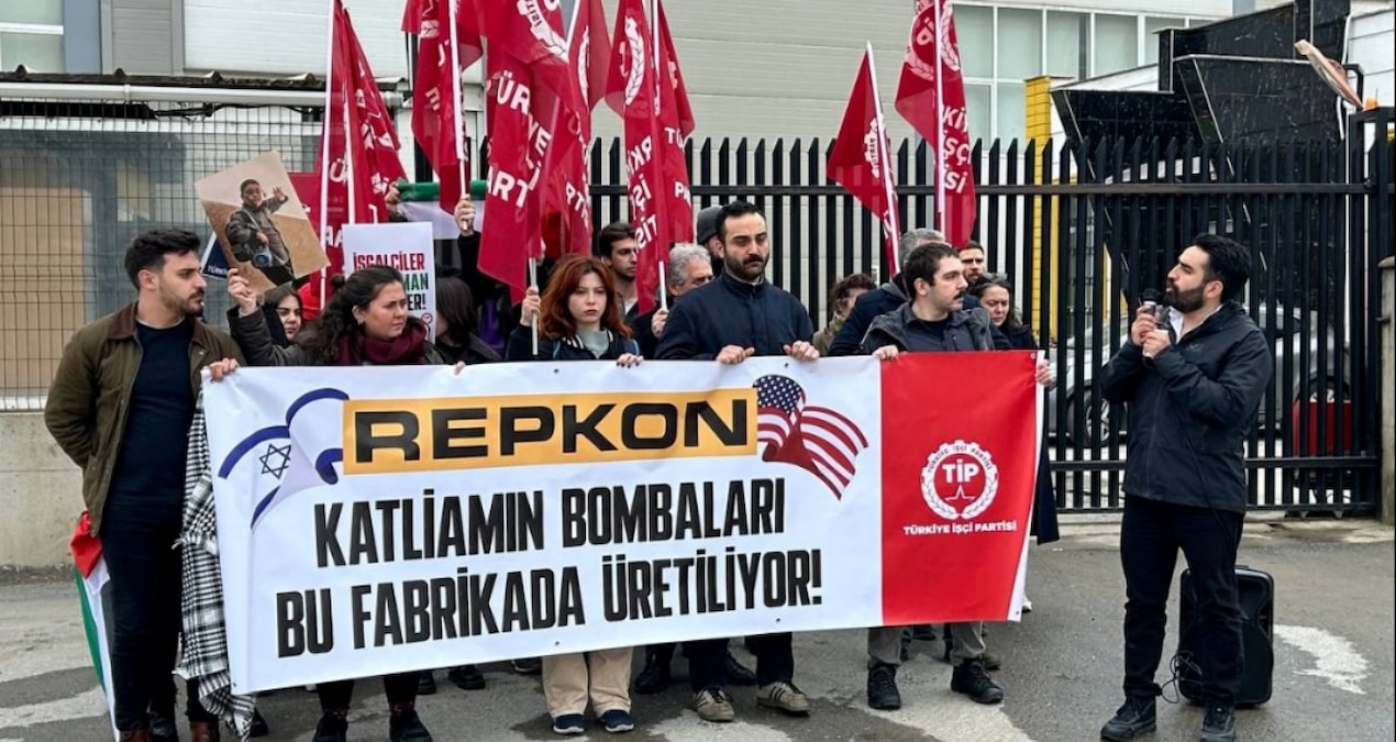 Kritik Açıklama: TİP üyeleri kendilerini İsrail'e bomba satan Repkon'un fabrika kapısına zincirledi - En Son H